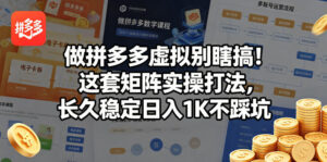 做拼多多虚拟别瞎搞！这套矩阵实操打法，长久稳定日入1K不踩坑【揭秘】-网赚资源网
