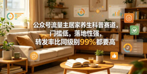 公众号流量主居家养生科普赛道，门槛低，落地性强，转发率比同级别99％都要高-网赚资源网
