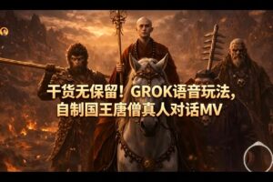 干货无保留！GROK语音玩法，自制国王唐僧真人对话MV-网赚资源网
