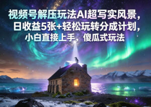 视频号解压玩法AI超写实风景，日收益5张+轻松玩转分成计划，小白直接上手，傻瓜式玩法-网赚资源网