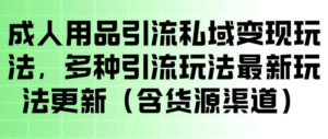 成人用品引流私域变现玩法,多种引流玩法最新玩法,操作简单(含货源渠道)-网赚资源网