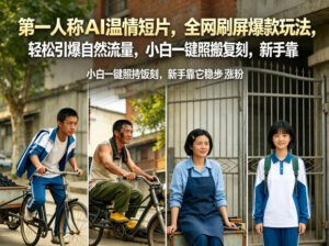 第一人称AI温情短片，全网刷屏爆款玩法，轻松引爆自然流量，小白一键照搬复刻，新手靠它稳步涨粉-网赚资源网