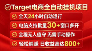 Target电商全自动挂G项目,电脑可批量30+窗口运行,日收益入800,全程无人值守,无需手动操作【揭秘】-网赚资源网