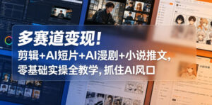 多赛道变现!剪辑+AI短片+AI漫剧+小说推文,零基础实操全教学,抓住AI风口-网赚资源网