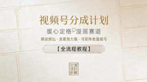 视频号分成计划，暖心定格漫画赛道，爆款频出，变现能力强，可矩阵批量起号【全流程教程】-网赚资源网