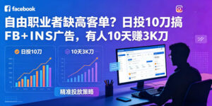 自由职业者缺高客单?日投10刀搞FB+INS广告,有人10天赚3K刀!【原创双语字幕】-网赚资源网