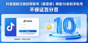 抖音强制注销F禁账号（能登录）释放10名和手机号，不保证百分百-网赚资源网