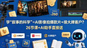 学《叙事的科学》=AI影像拍爆款片+接大牌客户？26节课+AI助手直接送【原创双语字幕】-网赚资源网