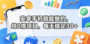 安卓手机就能做的,纯0撸项目,每天稳定30+-网赚资源网