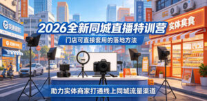 2026全新同城直播特训营，门店可直接套用的落地方法，助力实体商家打通线上同城流量渠道-网赚资源网
