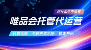 唯品会托管代运营,付费投流玩法,包赔兜底机制,稳定产出【揭秘】-网赚资源网