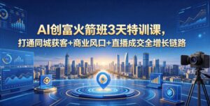 AI创富火箭班3天特训课,打通同城获客+商业风口+直播成交全增长链路,2026年4月新课-网赚资源网