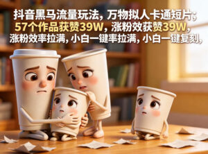 抖音黑马流量玩法,万物拟人卡通短片,57个作品获赞39W,涨粉效率拉满,小白一键复刻,保姆级拆解-网赚资源网