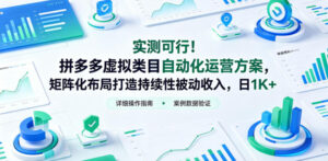 实测可行!拼多多虚拟类目自动化运营方案,矩阵化布局打造持续性被动收入,日1K+【揭秘】-网赚资源网