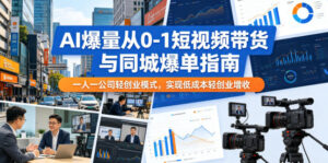 AI爆量从0-1短视频带货与同城爆单指南,一人一公司轻创业模式,实现低成本轻创业增收-网赚资源网