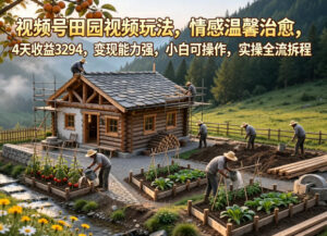 视频号田园视频玩法，情感温馨治愈，4天收益3294，变现能力强，小白可操作，实操全流程拆解-网赚资源网
