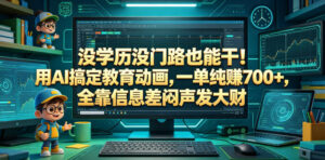 没学历没门路也能干!用AI搞定教育动画,一单纯賺700+,全靠信息差闷声发大财【揭秘】-网赚资源网