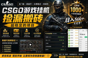 CSGO游戏搬砖，全自动挂G，不需要玩游戏，手机操作日入300+，解放双手【揭秘】-网赚资源网