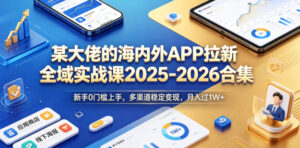 某大佬的海内外APP拉新全域实战课2025-2026合集，新手0门槛上手，多渠道稳定变现，月入过1W+-网赚资源网