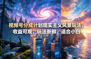 视频号分成计划现实主义风景玩法，收益可观，玩法新鲜，适合小白-网赚资源网