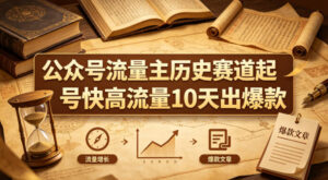 公众号流量主之历史赛道，起号快+高流量，10天就能出爆款！-网赚资源网