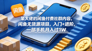 某大佬的闲鱼付费社群内容，闲鱼无货源项目，入门+进阶，一部手机月入过1W-网赚资源网
