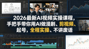 2026最新AI视频实操课程，手把手带你用AI做漫剧、剪视频、起号，全程实操、不讲废话-网赚资源网