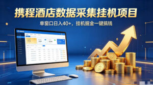 携程酒店全自动浏览掘金项目，稳定可矩阵单窗口收益40+，可批量矩阵放大收益【揭秘】-网赚资源网