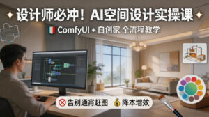 设计师必冲！AI空间设计实操课，ComfyUI+自创家全教学，告别通宵赶图，降本增效-网赚资源网