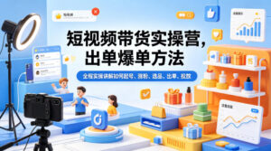 短视频带货实操营，出单爆单方法，全程实操讲解如何起号、涨粉、选品、出单、投放-网赚资源网