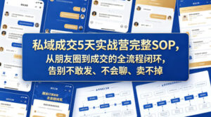 私域成交5天实战营完整SOP，从朋友圈到成交的全流程闭环，告别不敢发、不会聊、卖不掉-网赚资源网