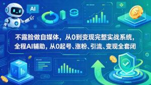 不露脸做自媒体，从0到变现完整实战系统，全程AI辅助，从0起号、涨粉、引流、变现全套闭环-网赚资源网