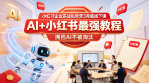 小红书企业实战私教营3月底线下课，AI+小红书最强教程，拥抱AI不被淘汰-网赚资源网