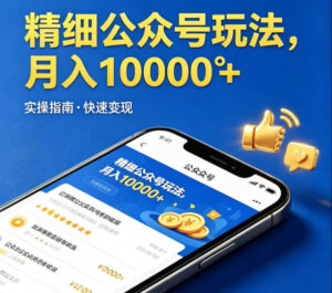 精细化公众号玩法，我们给你提供文章，你来负责发布，收益可观，月入1W+【揭秘】-网赚资源网