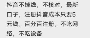 苹果手机抖音无限注册技术，不掉线不核对丨效果自测-网赚资源网