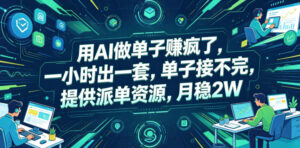 用AI做单子賺疯了,一小时出一套,单子接不完,提供派单资源,月稳2W【揭秘】-网赚资源网