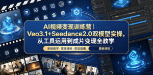 AI视频变现训练营|Veo3.1+Seedance2.0双模型实操,从工具运用到成片变现全教学-网赚资源网