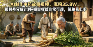 AI制作中药故事视频,涨粉35.8W,视频号分成计划+橱窗收益非常可观,简单易上手-网赚资源网