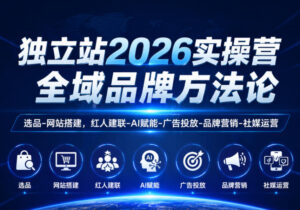 独立站2026实操营，全域品牌方法论，选品-网站搭建，红人建联-AI赋能-广告投放-品牌营销-社煤运营-网赚资源网