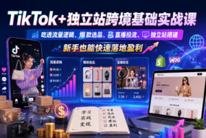 TikTok+独立站跨境基础实战课,吃透流量逻辑、爆款选品、直播投流与独立站搭建,新手也能快速落地盈利-网赚资源网
