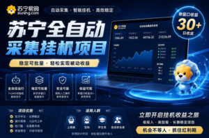 苏宁全自动采集挂G项目,稳定可批量,单窗口收益30+,可矩阵放大收益【揭秘】-网赚资源网
