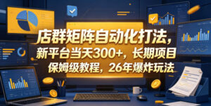 店群矩阵自动化打法,新平台当天300+,长期项目,保姆级教程,26年爆炸玩法【揭秘】-网赚资源网