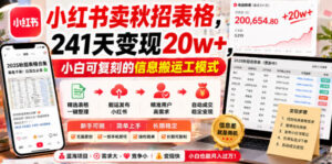 小红书卖秋招表格,241天变现20w+,小白可复刻的信息搬运工模式-网赚资源网