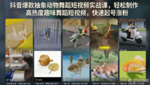 抖音爆款抽象动物舞蹈短视频实战课，轻松制作高热度趣味舞蹈短视频，快速起号涨粉-网赚资源网