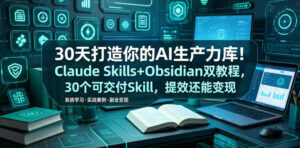 30天打造你的AI生产力库!Claude Skills+Obsidian 双教程,30 个可交付 Skill,提效还能变现-网赚资源网