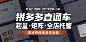 拼多多打爆班原创技术第60期,拼多多直通车,起量・矩阵・全店托管,高投产爆单增收教程-网赚资源网