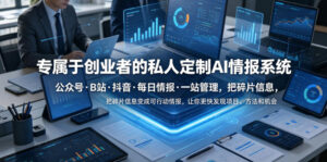 专属于创业者的私人定制AI情报系统，公众号·B站·抖音·每日情报·一站管理，把碎片信息变成可行动情报，让你更快发现项目、方法和机会-网赚资源网