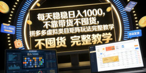 每天稳稳日入1000,不靠带货不囤货,拼多多虚拟类目矩阵玩法完整教学【揭秘】-网赚资源网