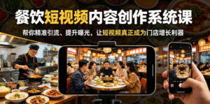 餐饮短视频内容创作系统课,帮你精准引流、提升曝光,让短视频真正成为门店增长利器-网赚资源网