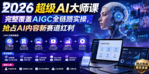 2026超级AI大师课,完整覆盖AIGC全链路实操,抢占AI内容新赛道红利-网赚资源网